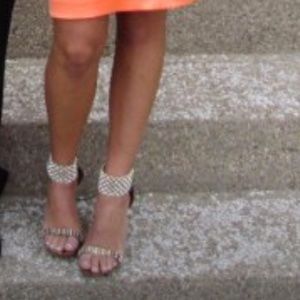 Animal print heels w/ diamond embellished straps